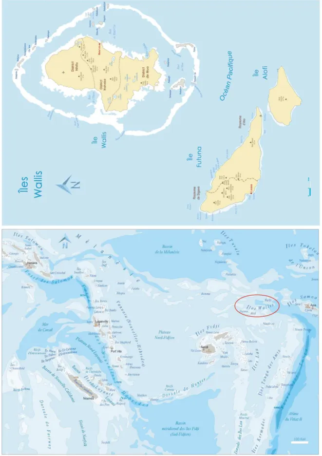 Fig. 2 - Carte générale de Wallis &amp; Futuna et de situation dans l’océan Pacifique 