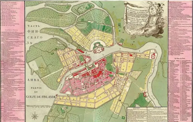 Figure 2 Plan de Saint-Pétersbourg en 1776 sous le règne de Catherine II 