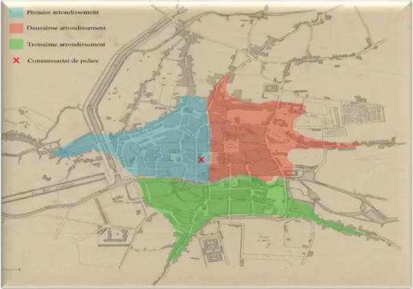 Figure 1 : La division en trois arrondissements (1832)