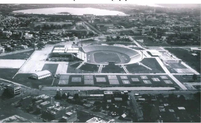 Illustration 1 : Un exemple de réalisation architecturale sous le Sangkum Reastr  Niyum : le stade olympique 