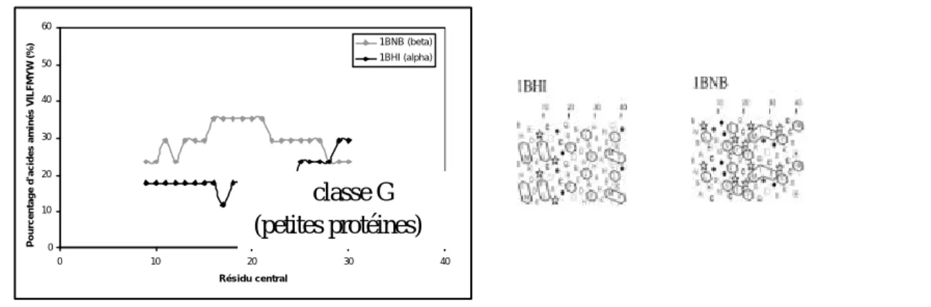 Figure 26 : Profil d’hydrophobie de différentes protéines issues des banques A, B, C, D, F et G