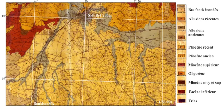 Figure 15. Carte géologique de la plaine de Sidi Bel Abbès