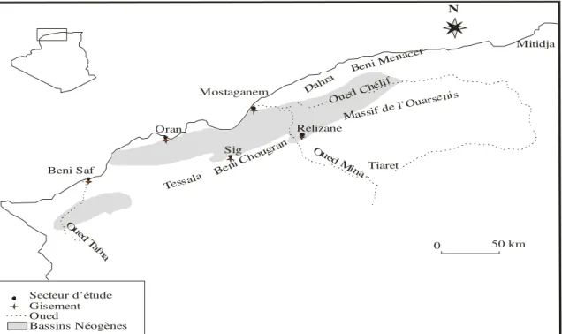 Fig. 6 : Localisation des gisements étudiés. 