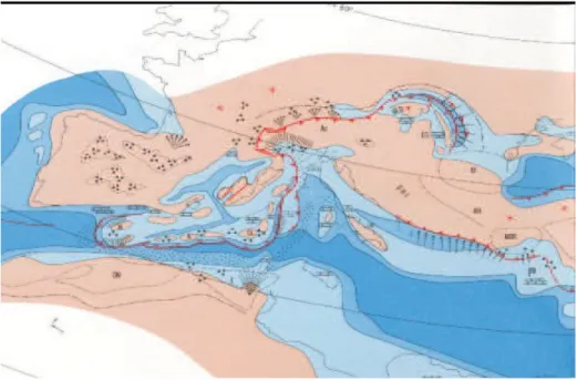 Fig. 12 -Reconstitution paléogéographique de l'histoire de la Méditerranée_20 Ma (Dercourt