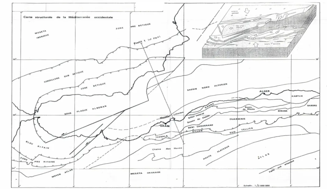 Fig. 22 : Carte structurale de la Méditerranée occidentale (SOCOTEC, 1986)