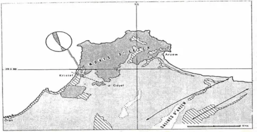 Fig. 88 : Localisation de l’accident décrochant dextre de Kristel (Thomas, 1985)