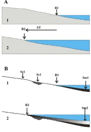 Fig. 1- Schéma d’une transgression, en coupe  (Boulin, 1977). 