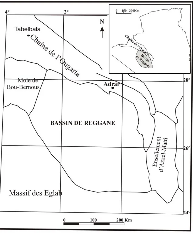 Fig. 11. Carte de situation du bassin de Reggane (Document  Sonatrach inédit). 