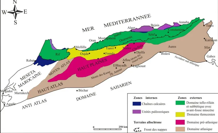 Fig. 4 : Carte géologique des Monts du Nador d’après Lucas (1952)  in Sebane (1984). 
