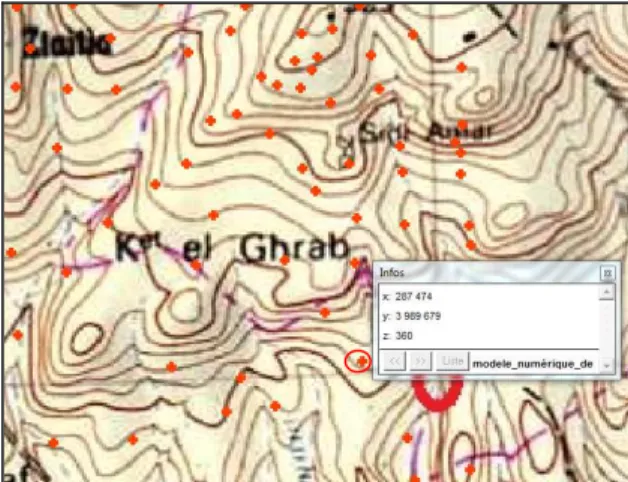 Fig. 44 : Attribution manuelle des altitudes dans MapInfo. 