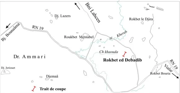 Fig. 17 - Vue panoramique et morphologique de la coupe de Rokbet ed Dbadib 