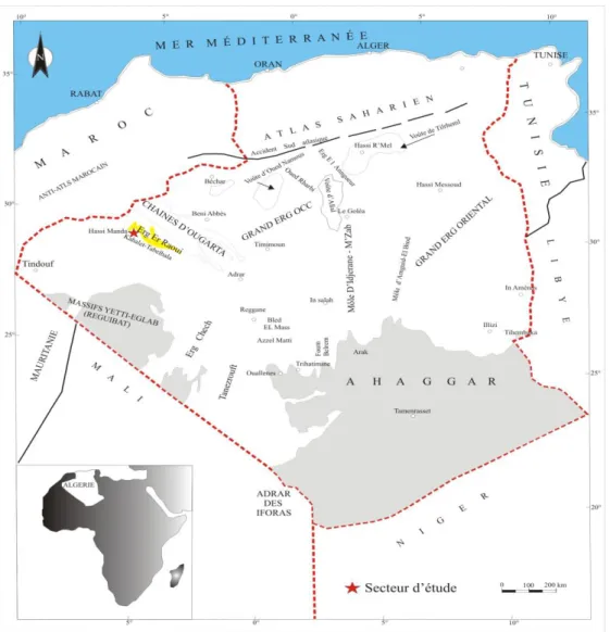 Fig. 01: Cadre géographique générale de la région d’étude. 