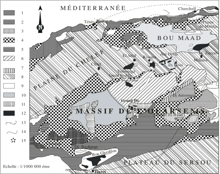 Fig. 5 : Situation structurale de l’Ouarsenis ( in Benhamou, 1996)