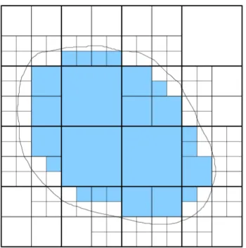 Fig. 3.2 – Exemple de partition d’un domaine Ω `a l’aide d’un algorithme de type octree.