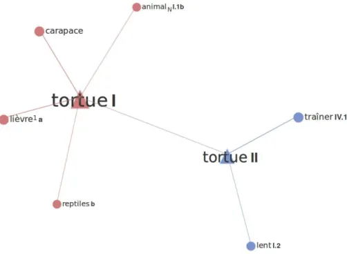 Figure 1. – Le vocable  TORTUE  dans le Réseau lexical du français.