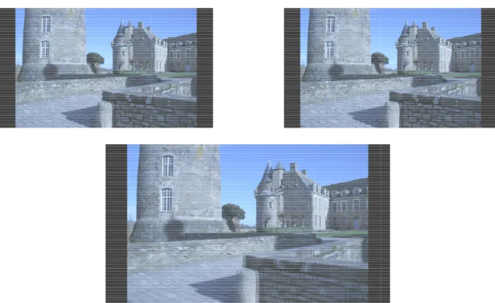 Figure 1.2: How two pictures from  slightly different points of view (upper left and right  views) give binocular disparity