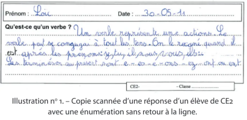 Illustration n o  1. – Copie scannée d’une réponse d’un élève de CE2 