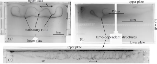 Fig. 6.16 – Diﬀerent type of small-scale instabilities developing under the upper cold thermal boundary layer