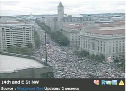 Figure 11 : Extrait de la vidéo diffusée le 12 septembre 2009 par la chaîne MSNBC News   dans sa couverture du Tea Party 9/12  à Washington, le 12 septembre 2009 devant le Capitole