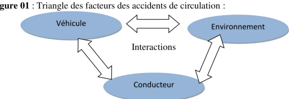 Figure 01 : Triangle des facteurs des accidents de circulation : 