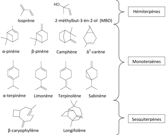 Figure 9 Structure des différents  te p oïdes① is①da s①l’at osph e. 