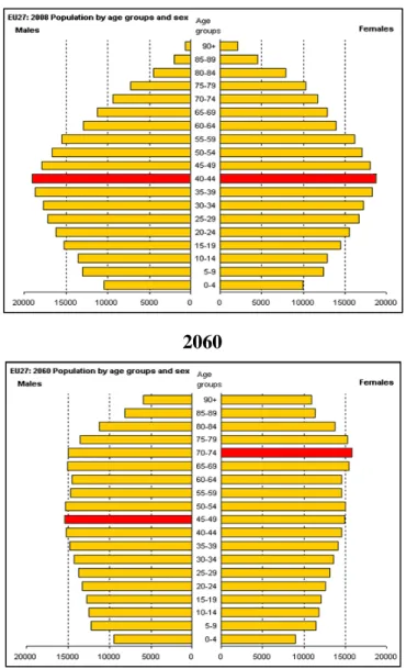 Figure 1: Demographic structure of the population in 2008 and 2060  2008 
