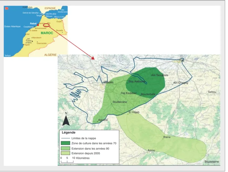 Figure 1. Localisation de la zone d'étude et des zones de production de l'oignon d'été