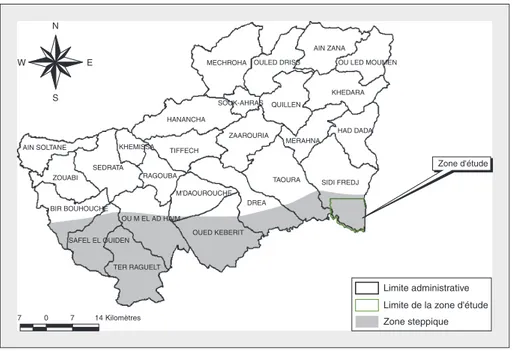 Figure 1. Localisation de la commune de Sidi Fredj en Algérie et de la zone d'étude.