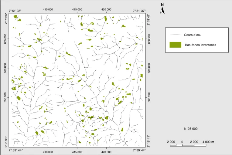 Figure 6. Les bas-fonds du secteur d’e´tude.