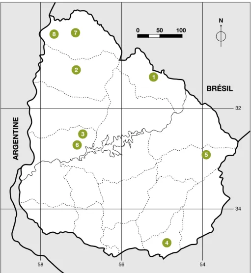 Figure 1. Re´partition ge´ographique des huit exploitations enqueˆte´es. Figure 1. Geographical distribution of the eight farms studied.
