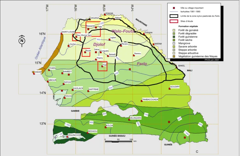 Figure 1. Carte des sites d’e´chantillonnage. Figure 1. Map of the sampling sites.