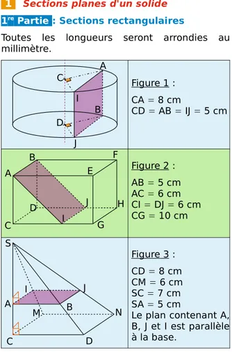 Figure     4    :  BN = 10 cm  MN = 14 cm SA = 5 cm  SB = 12 cm Le plan contenant A, J  et  I   est   parallèle   à   la  base