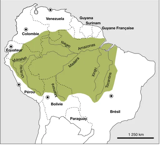 Figure 1. Limites ge´ographiques du Bassin amazonien. Figure 1. Geographical extension of the Amazon basin.