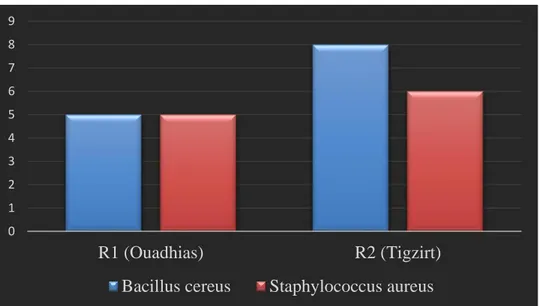 Figure 09: Fréquence d’isolement des bactéries dans les deux régions (Ouadhias, Tigzirt)