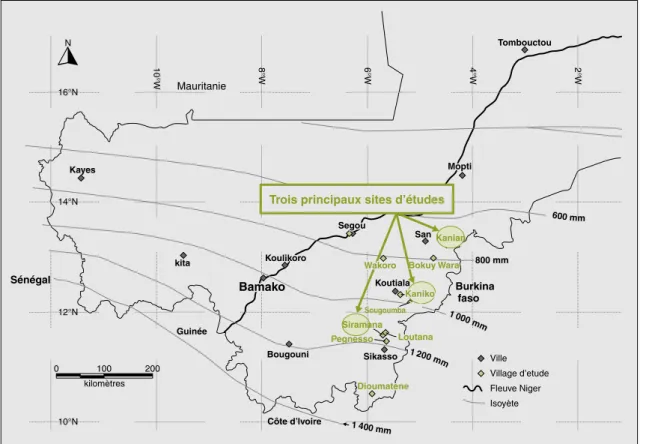Figure 1 . Localisation des sites d’étude. Figure 1. Localization of the study sites.