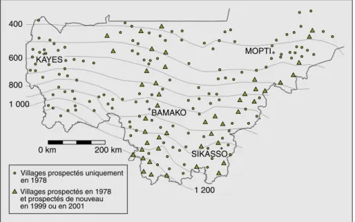 Figure 1 . Localisation des villages dont les variétés ont été caractérisées.