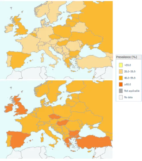 Figure 1 Prevalence of overweight (World Health Organisation database) 
