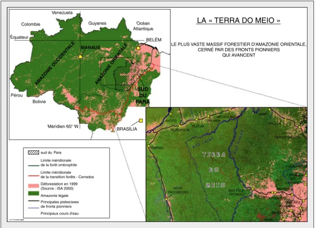 Figure 1. Localisation du sud du Pará et de la Terra do Meio en Amazonie orientale. Figure 1