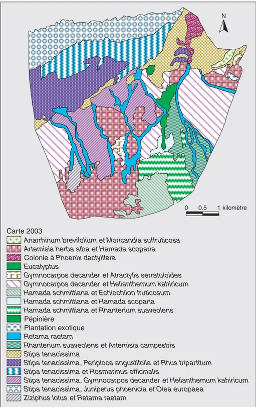 Figure 2. Carte phytoécologique de la zone Z1 du Parc national de Bou Hedma (Tarhouni, 2003).