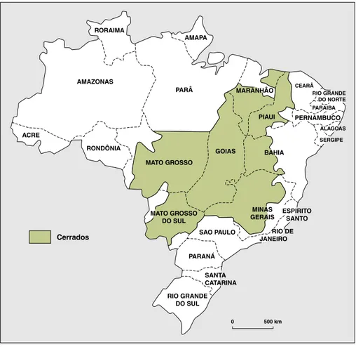 Figure 1. La région des Cerrados. Figure 1. The Cerrados region.