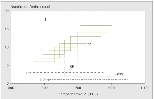 Figure 11. Répartition dans le temps des durées de la phase linéaire des entre-nœuds et des autres