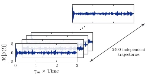 Figure II.1: Schematics of the data structure produced by the Monte Carlo algorithm. Here the simulation provides N = 2400 independent trajectories