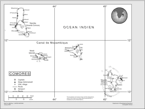 Figure 1. Situation de Mohéli aux Comores. Figure 1. Location of Moheli In the Comoros.