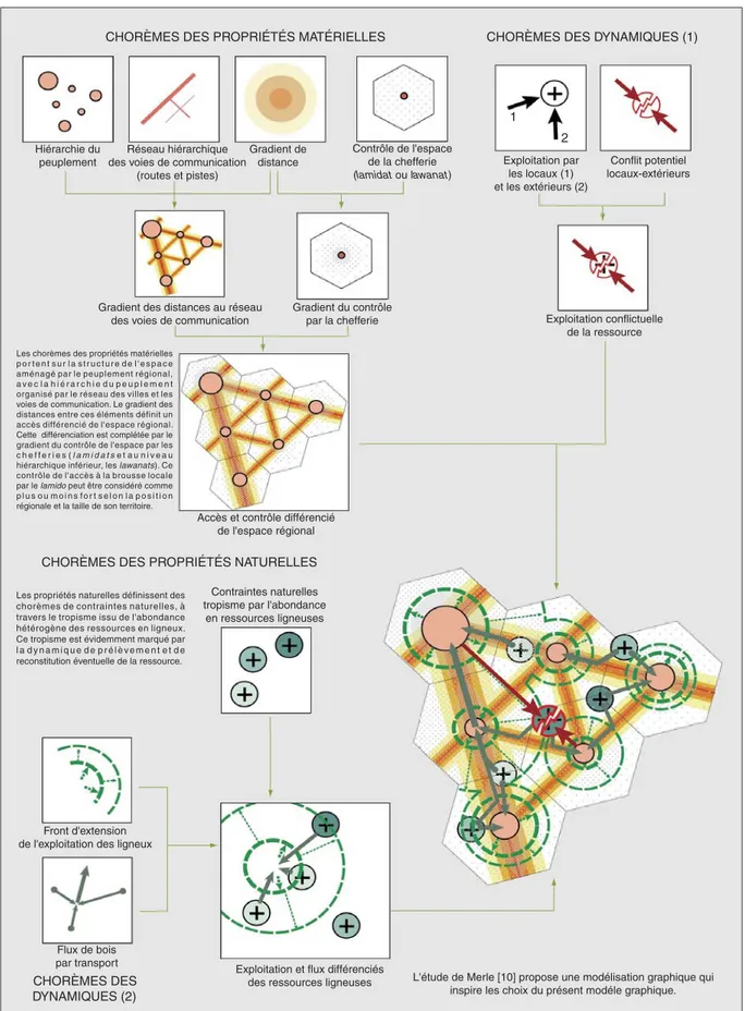 Figure 5 . Modélisation graphique d’un espace régional au Nord Cameroun et de la dynamique de la ressource en ligneux.