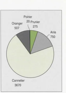 Figure 5 .  Répartition des plantations par espèce (en  nombre de pieds) . 