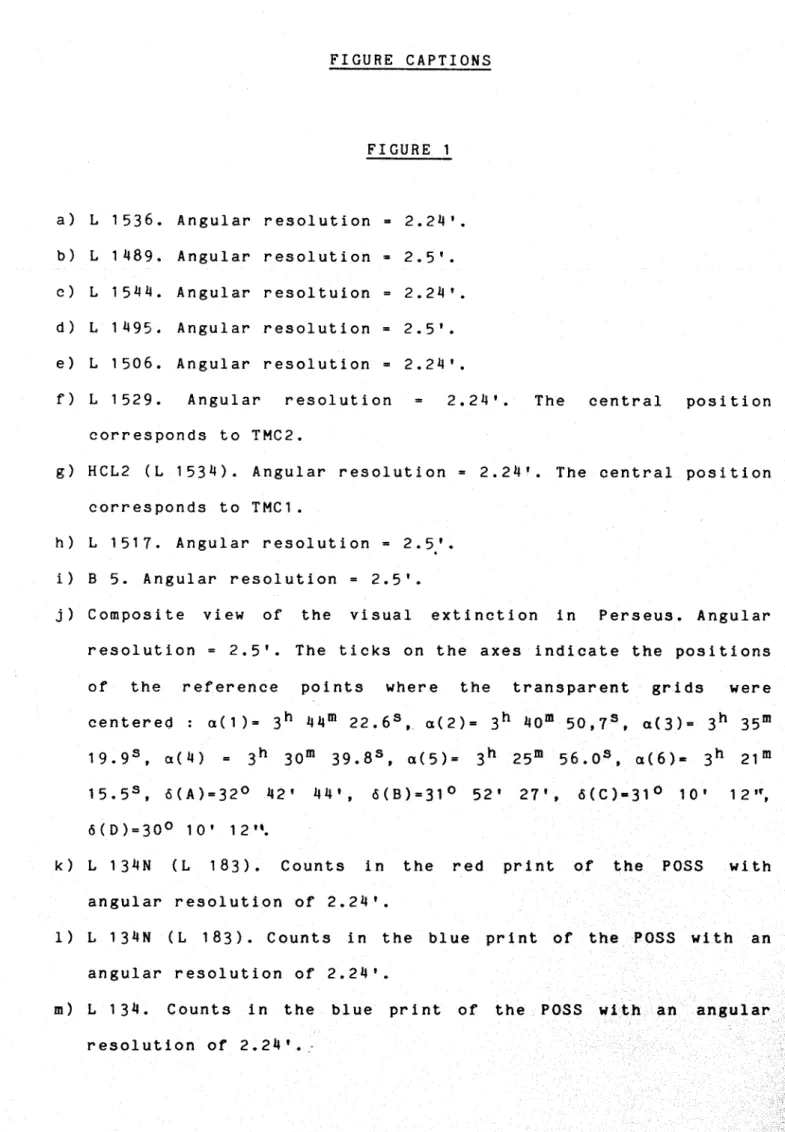 FIGURE  CAPTIONS FIGURE  1 a)  L 1536.  Angular  résolution  2.24'. b)  L 1489.  Angular  résolution  2.5'