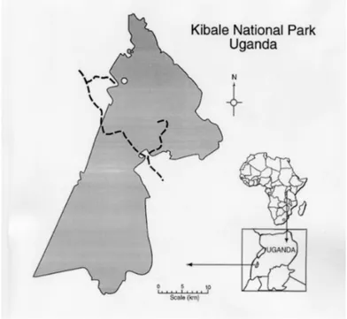 Fig. 53   Situation et carte du Parc National de Kibale, Ouganda.