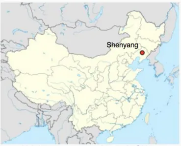 Figure 5.1 Géolocalisation de Shenyang sur la carte de la Chine. (source : wikipédia) 