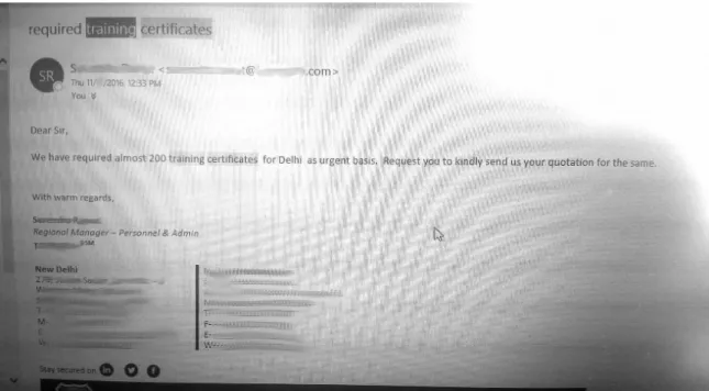 Fig. 3: E-mail from 2016 requesting certificates.