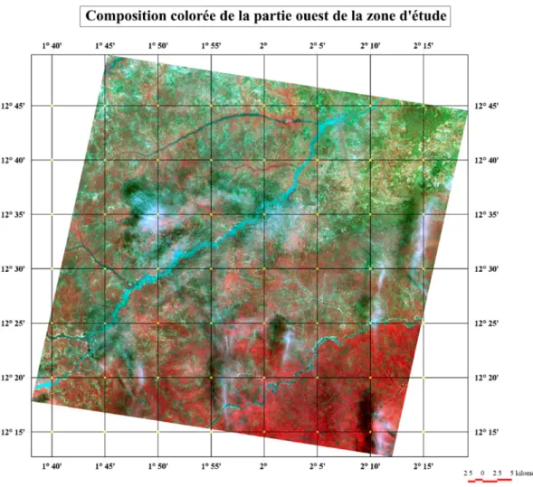 Figure 17. Composition colorée de la partie ouest de la zone d’étude. 